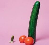 didelis ir mažas varpos dydis, kaip pavyzdį naudojant daržoves